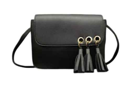 Black Ladies Sling Bag - PU Material, 7x5 Inches, Multiple Colors | Zipper Closure, Shoulder Handles, Water Resistant, 6 Month Warranty