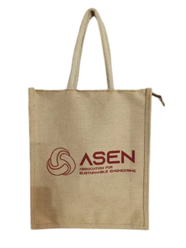 Brown Printed Jute Shopping Bag