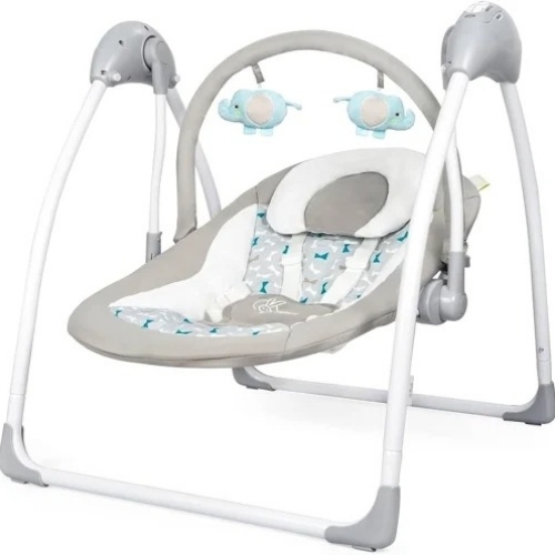 Grey Newly Born Baby Swing - Plastic & Iron, Multicolor Cotton Fabric | Modern Portable Design, Customizable Size