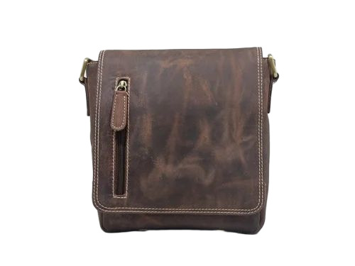 Leather Sling Bag - Leather, 23x20 cm, Brown | Durable, Comfortable, Polished Finish
