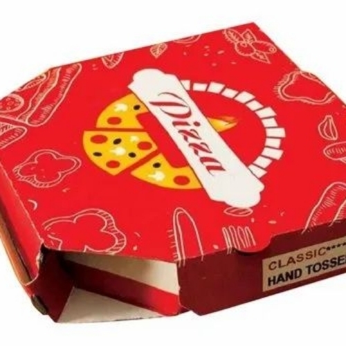Pizza Box - Kraft Paper Square 600 gm Capacity Multicolor | Silkscreen Printing Custom Size