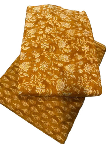 Printed Cotton Fabrics - 100% Cotton, Orange, Lightweight, Quick Dry, Neat Finish