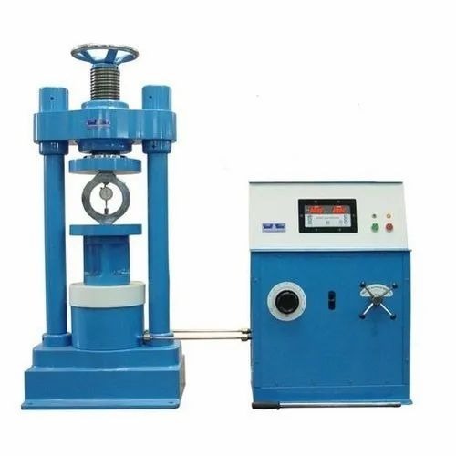 Compression Testing Machine - Mild Steel, Blue, 1 Ton Capacity | Two Phase, Electric Motor