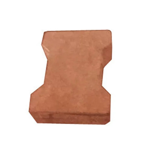 Shot Blasted & Sand Blasted Paver Block - Concrete 277mm Length Red, I-Shape, 60-80mm Thick | Manual Method, Outdoor Landscaping and Pavement