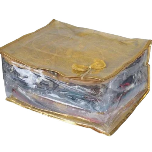 Transparent Pvc Saree Cover - Satin 5.5x14.5x17 Inch, Transparent | Zipper Closure, Moisture Proof, Glossy Finish