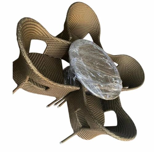 Beige 4 Seater Wicker Outdoor Table Chair Set - Durable, Eco-Friendly, Comfortable | Garden Furniture