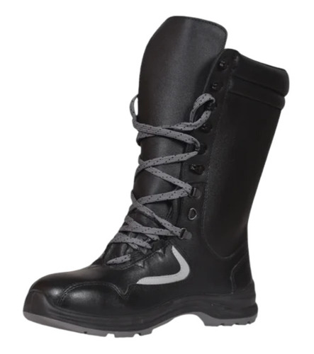 Black Construction Safety Shoes - Leather, Size 10, Black, Steel Toe | Lightweight, PU Insole, High Heel, Lace Safety Style