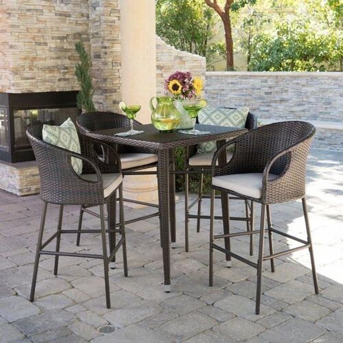 Brown 4 Seater Wicker Dining Table Set
