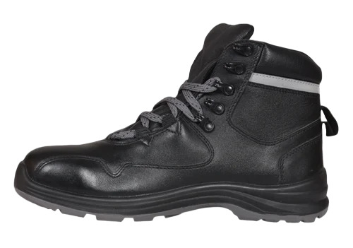 Industrial Leather Safety Shoe - Leather, Customized Size, Black, Steel Toe | Lightweight, PU Insole, Lace-Up, Medium Heel, Durable and Comfortable