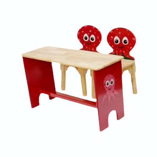 Kids Two Seater Red School Desk Set - Wooden, Standard Size, Red | Durable, Eco-Friendly, Long Lasting