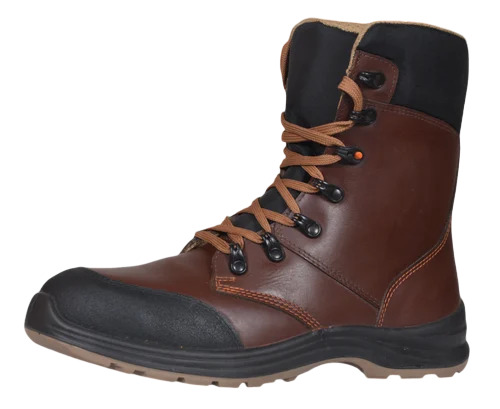 Pu Sole Safety Shoes - Nu-Buck Leather Customized Size Brown | Steel Toe Lightweight PU Insole Lace Style