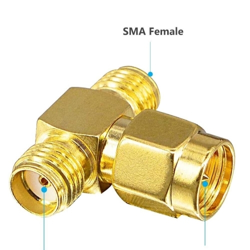 Rf Coaxial Adapter Sma Male To Dual Sma Female Splitter Jointer - Brass, 500 Mhz | Cable Mount, Wireless Lan, Lte Router, Car Aerial