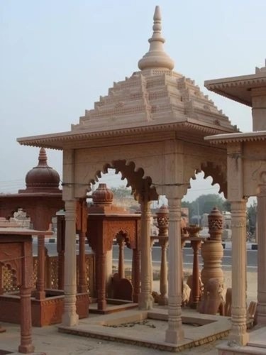 Sandstone Temple - Marble 120x120 cm, Red | Outdoor Vertical Pooja Stone