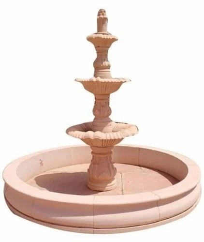 Sandstone Water Fountain - 4 Feet Red Sandstone, Outdoor Use