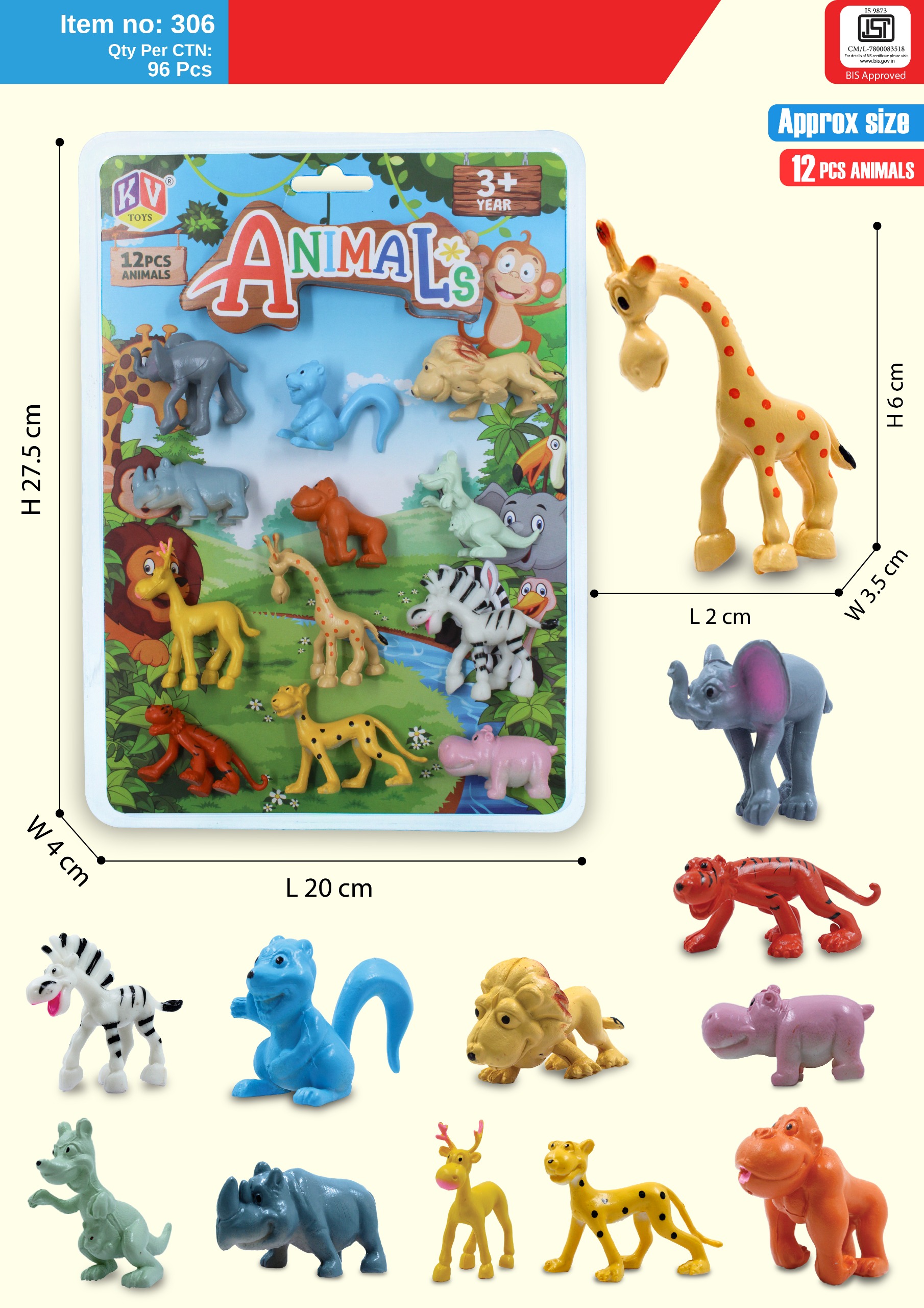 12 Pc Funny Animal 306