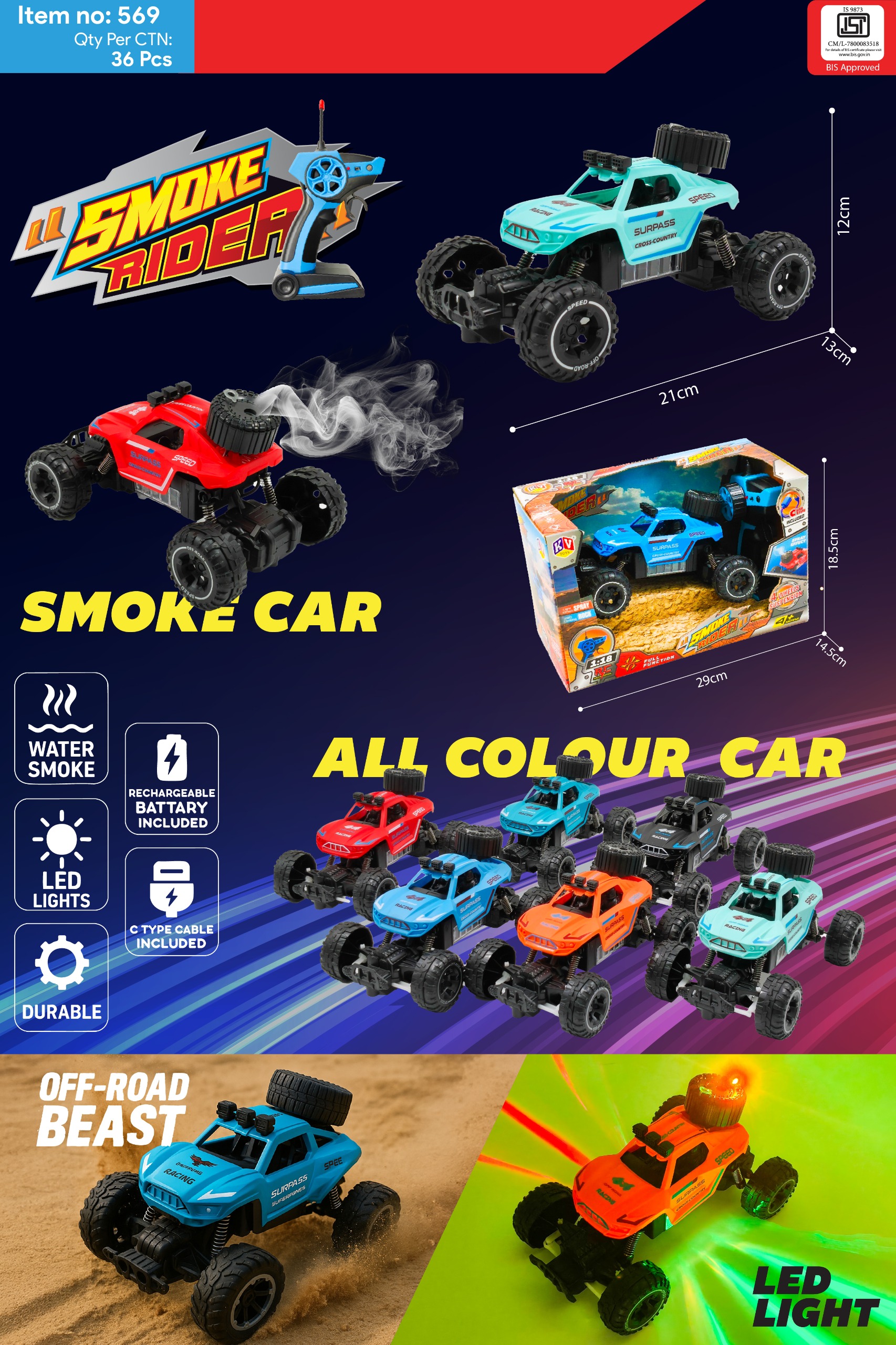 4 Function Rock Crawler With 4d Light And Smoke Toy