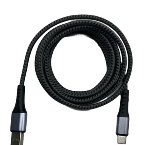 Black Braided Metal Cap USB to Type C Data Cable