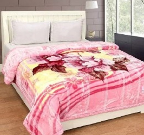 Flower Printed Mink Blanket For Double Bed