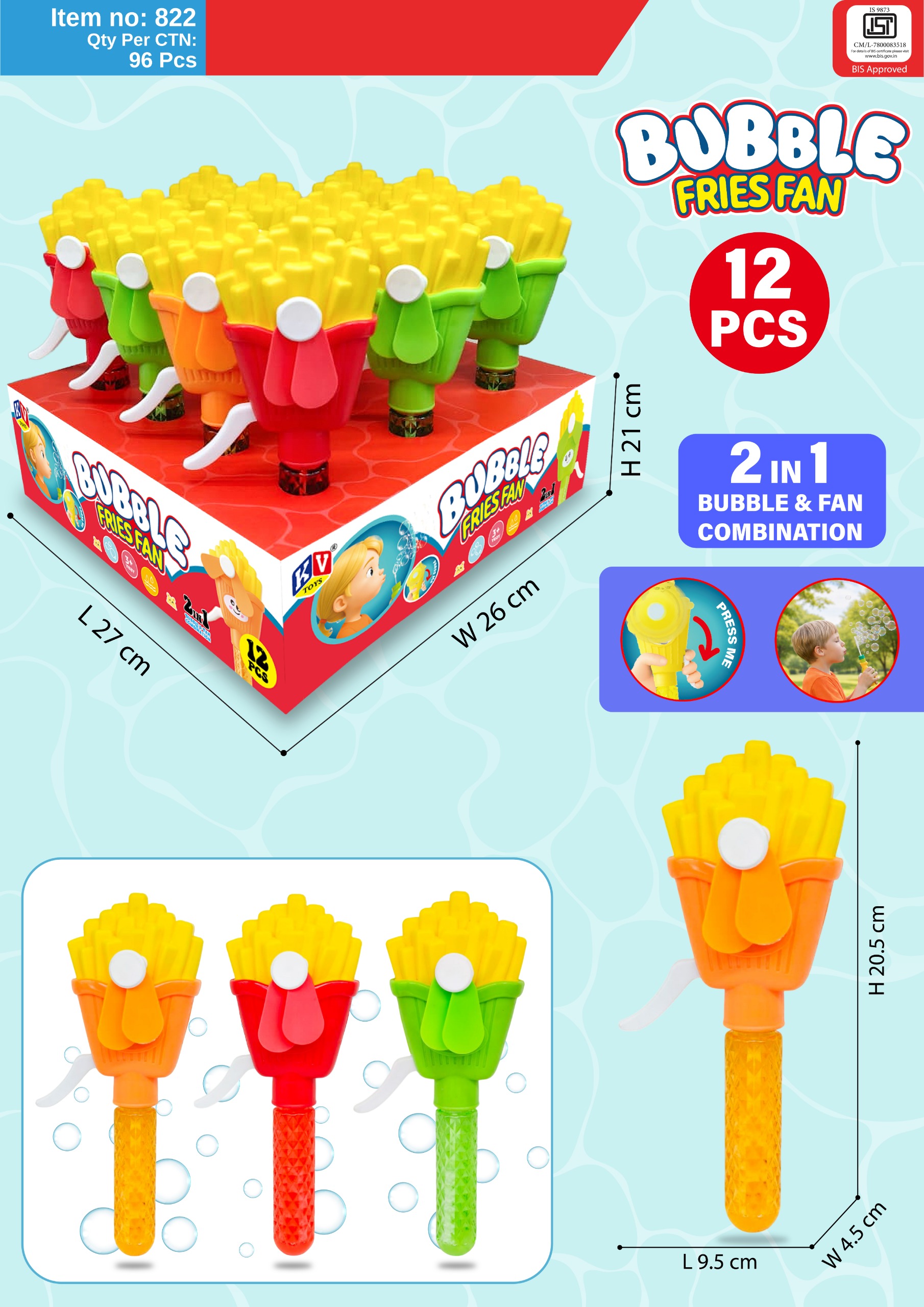 French Fries Fan Bubble 822 Toy