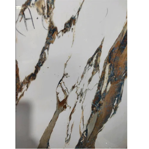 Living Room Gloss Ceramic Floor Tile - Ceramic, 10-15mm, Multi Color Whites, Wear-Resistant Gloss Finish