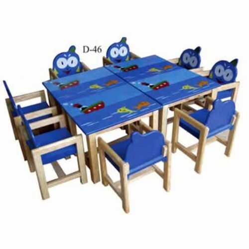 Play School Designer Adjustable Desk And Chair - Wood Standard Size Blue | Durable Eco-Friendly No Assembly Required