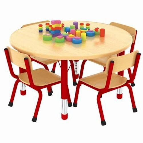 School Round Table Chair Set - Steel Standard Size Light Brown | Durable Eco-Friendly No Assembly Required