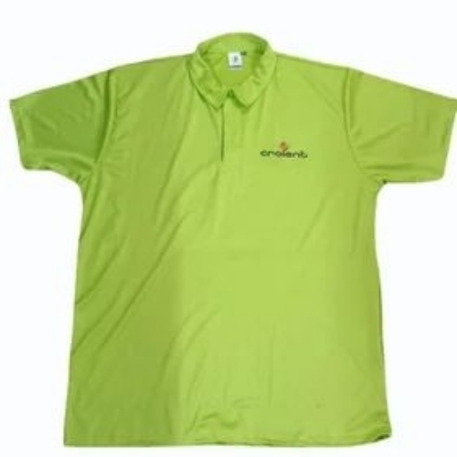 Short Sleeves T Shirt - Skin Friendly Cotton Blend, Sizes M/S/XL, Lime Green, Polo Collar, Custom Plain Pattern