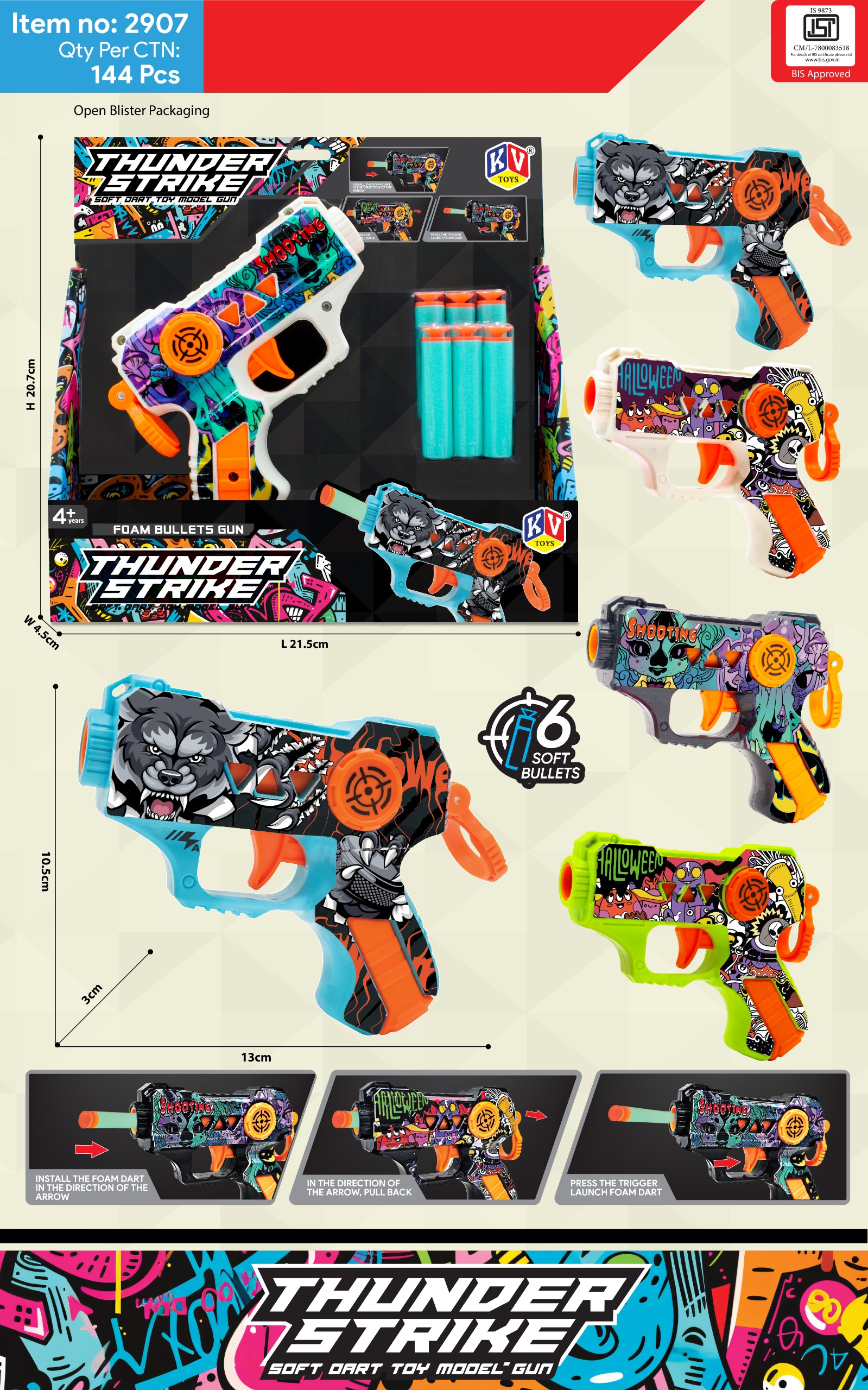 Thunder Strike UV Gun - Plastic Standard Size Multicolor | Battery Operated Lightweight Body Sound Effects