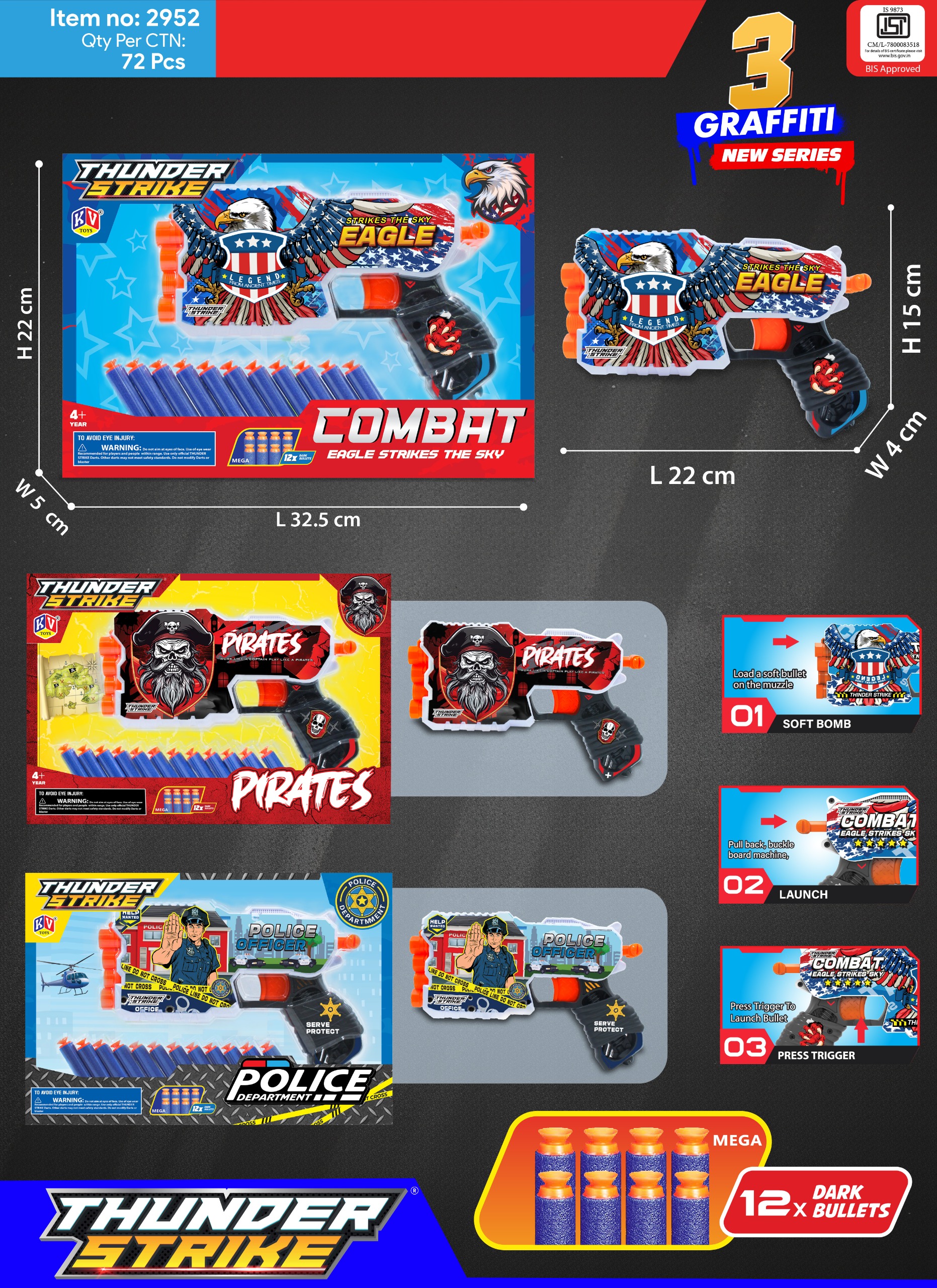 Thunder Strike Graffiti Uv Gun With 4 Nozzles 2952