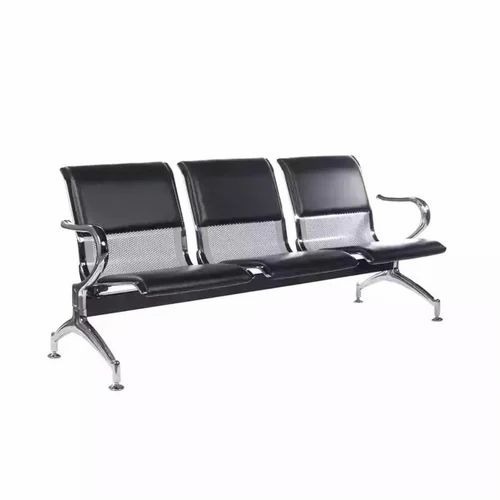 304 Grade Stainless Steel Black Airport Waiting Chair - 3 Seater, Smooth Finish, Durable Eco-Friendly