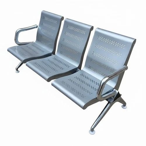 403 Grade SS Grey Airport Waiting Chair - Stainless Steel, 3 Seater, Grey, Smooth Finish | Durable, Eco-Friendly, Modern Silver Appearance