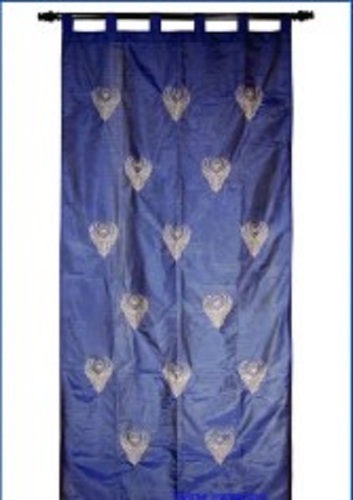 Blue Embroidered Curtain