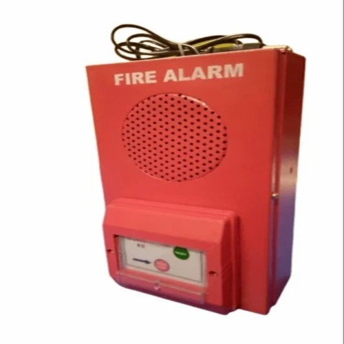 Industrial Hand Operated Fire Alarm - Mild Steel, Red, 220 Volt Electric | Fire Detection, 3 Kg, Office Use