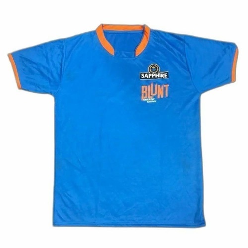 Micro Dot Knit Logo Printed T Shirt - Knit, Customized Sizes, Blue | Sweat-Absorbent, Skin Friendly, Quick-Dry, Wrinkle-Resistant