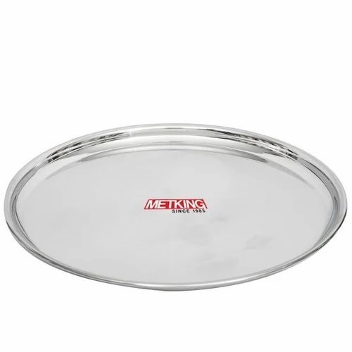 Round Stainless Steel Dinner Plate - 9 Inch Silver Polished Finish | Kitchen Container