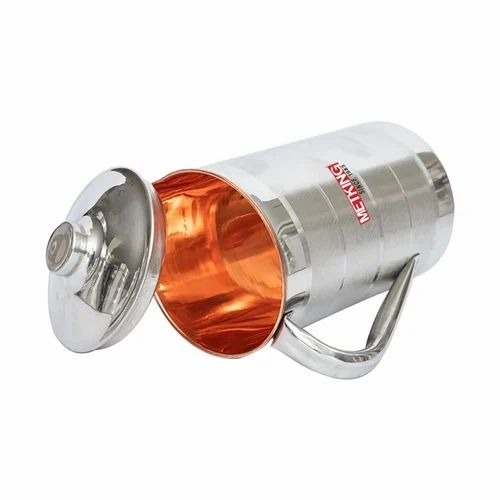 Stainless Steel Copper Jug - 1 L, Medium, Silver | Polished Surface, Kitchen Container