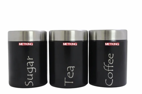 Stainless Steel Tea Coffee Sugar Container - 5 L, Black | Kitchen Storage Container