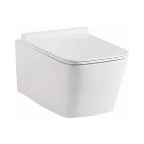 Wall Hung Toilet - Ceramic, White | Wall Mounted, One Piece, Concealed Flush Tank, Easy Floor Cleaning