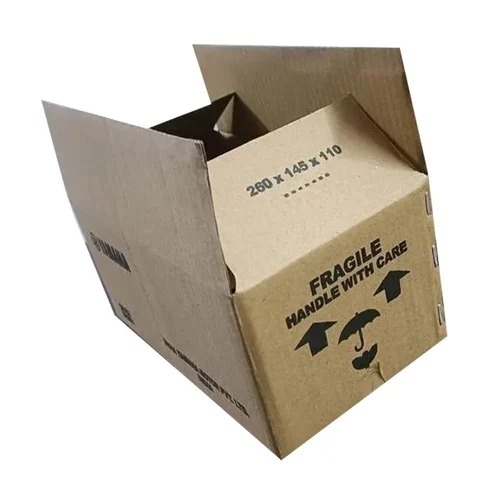 Brown Rectangular Corrugated Box - 3 Ply Paper, Matte Brown, Flap Closure | Tear Resistant, Shock Absorbent, Eco Friendly, Stackable Design