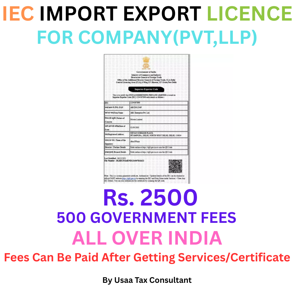 IEC Import Export Licence For Company(pvt,llp)