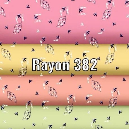 Rayon Print 17kg 58 Panna - Lightweight 200 GSM, Stylized Leaves & Birds Pattern, Soft Breathable Fabric, Vibrant Color Retention