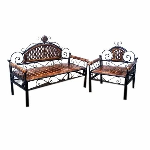 Wooden & Iron Sofa - Wood and Iron, Black and Brown, New | Durable, Eco-Friendly Home Furniture