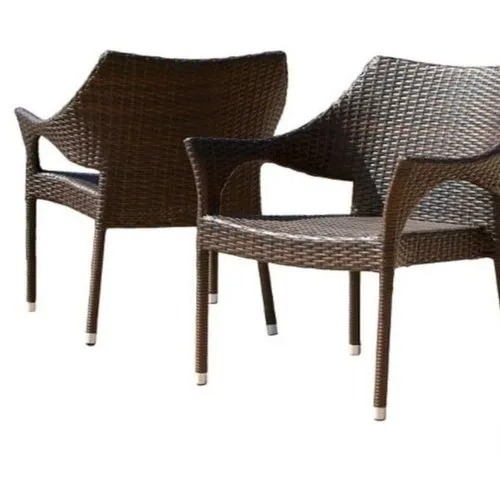 Brown Balcony Chair Set - Plastic Synthetic Brown | Handcrafted Design Weather Resistant Eco Friendly Seating