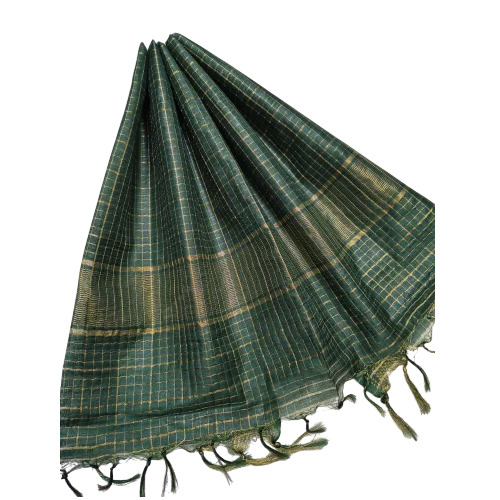Dark Green Gicha Silk Saree