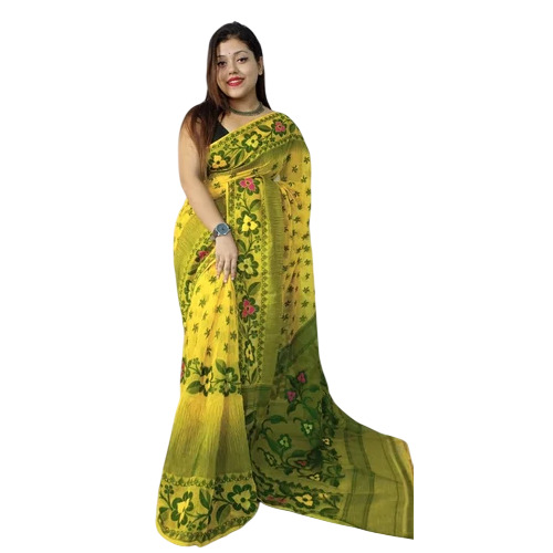 Durga Puja Special Yellow Cotton Saree