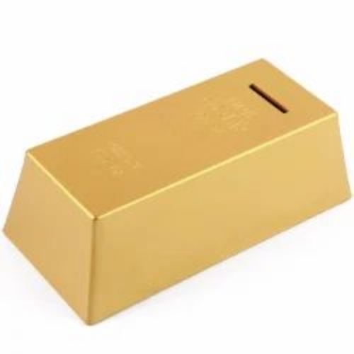 Golden Plastic Coin Bank - Durable Plastic, Golden Finish | Lightweight, Portable, Kids Friendly, Secure Lid
