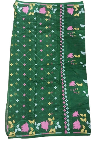 Green Pure Cotton Printed Saree