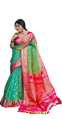 Ladies Printed Cotton Zari Border Saree