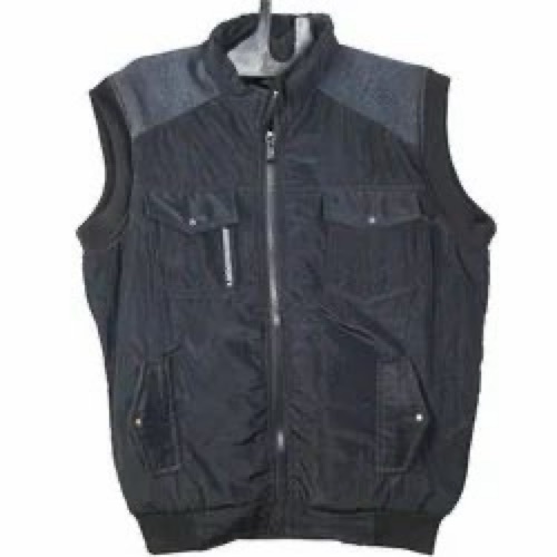Men Sleeveless Jacket - Nylon/polyester, Black