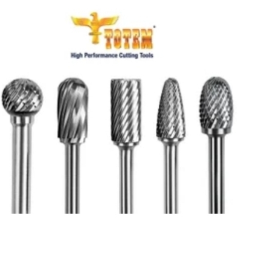 Totem Tungsten Carbide Rotary Burrs Tcrb Bit - Tungsten Carbide, Silver, Cylindrical | Wear Resistant, Precision Cutting, Heat Resistant